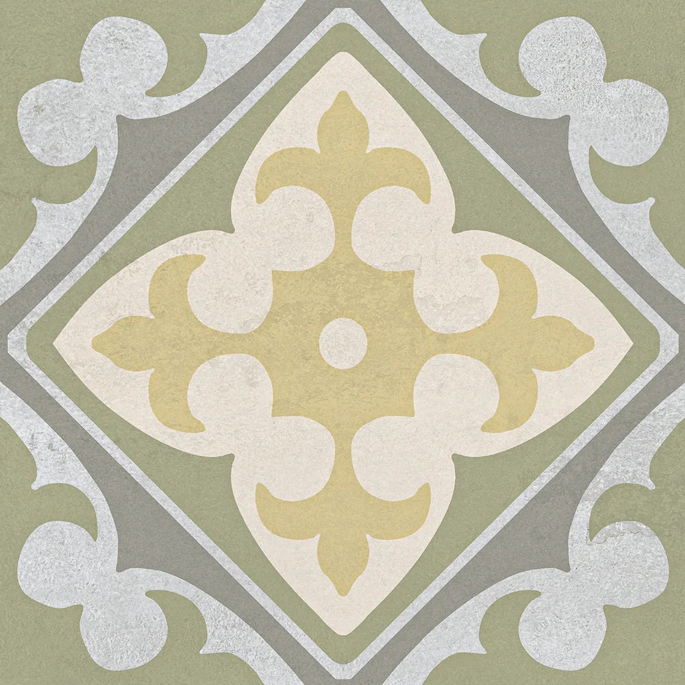 Carrelage Effet Carreau de Ciment Monserrate Vert 33,5 x 33,5 cm