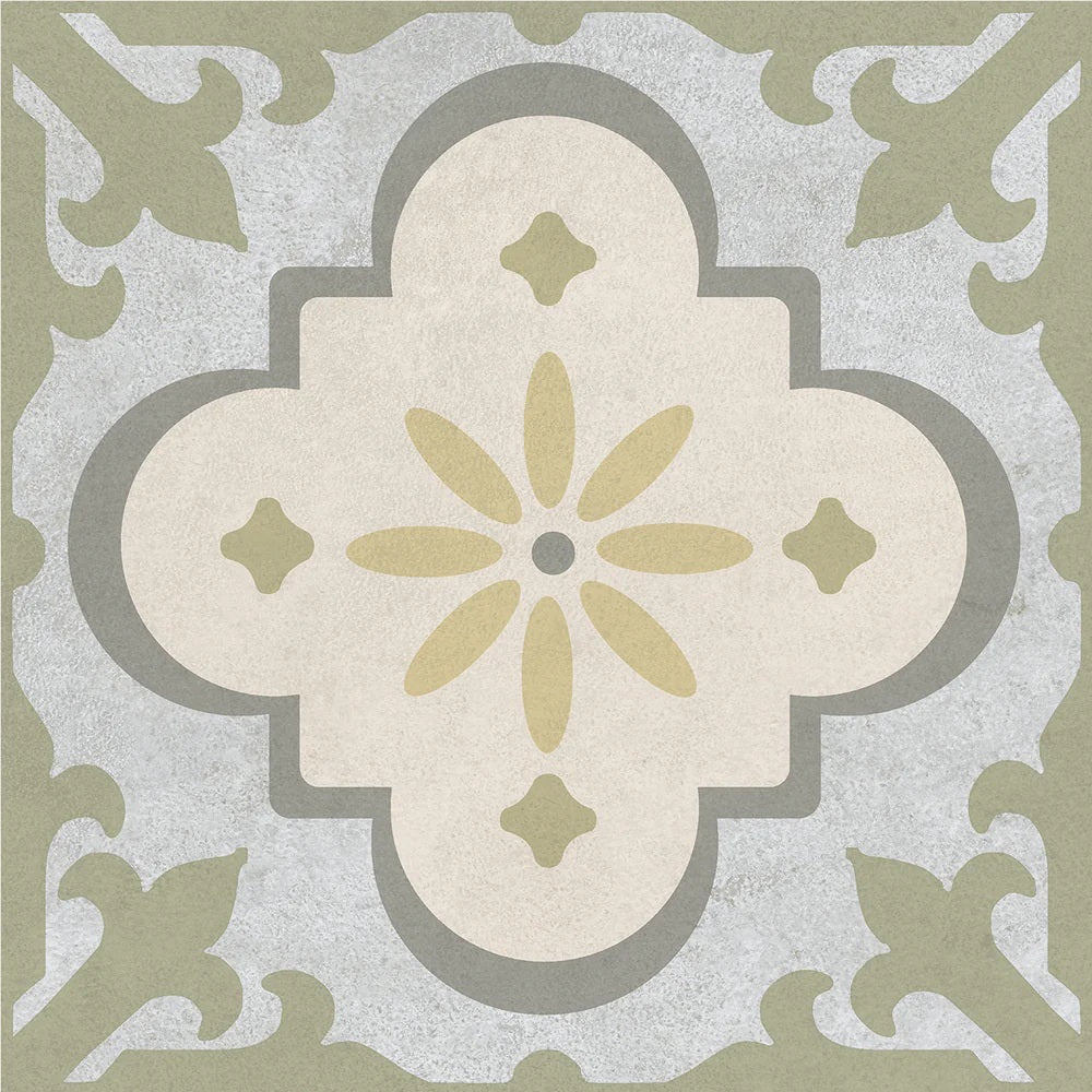 Carrelage Effet Carreau de Ciment Monserrate Vert 33,5 x 33,5 cm