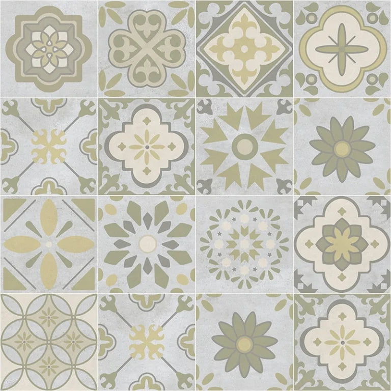 Carrelage Effet Carreau de Ciment Monserrate Vert 33,5 x 33,5 cm