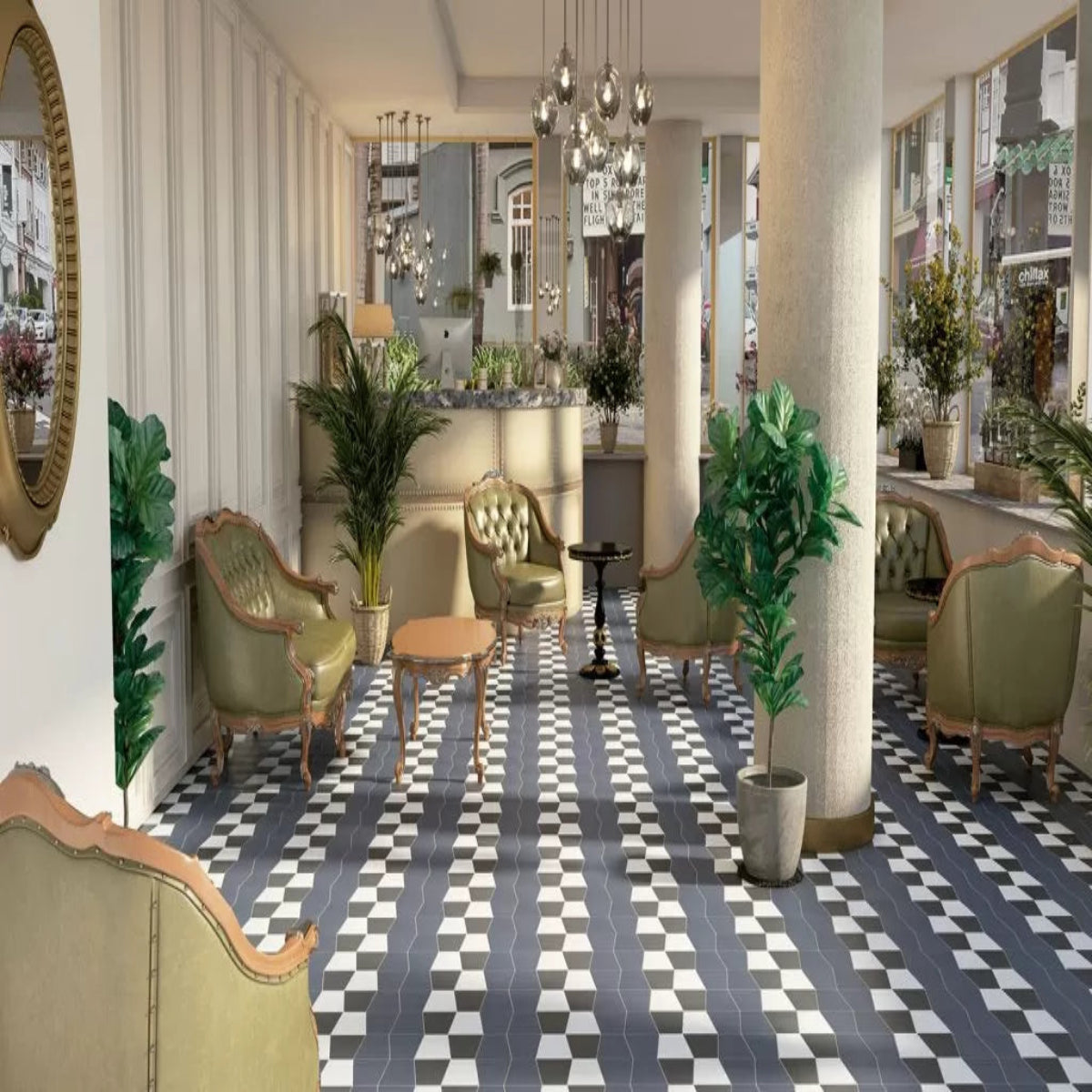 Carrelage Decor Trapeze Chintz uni 17x20 cm (8 coloris) de Cevica