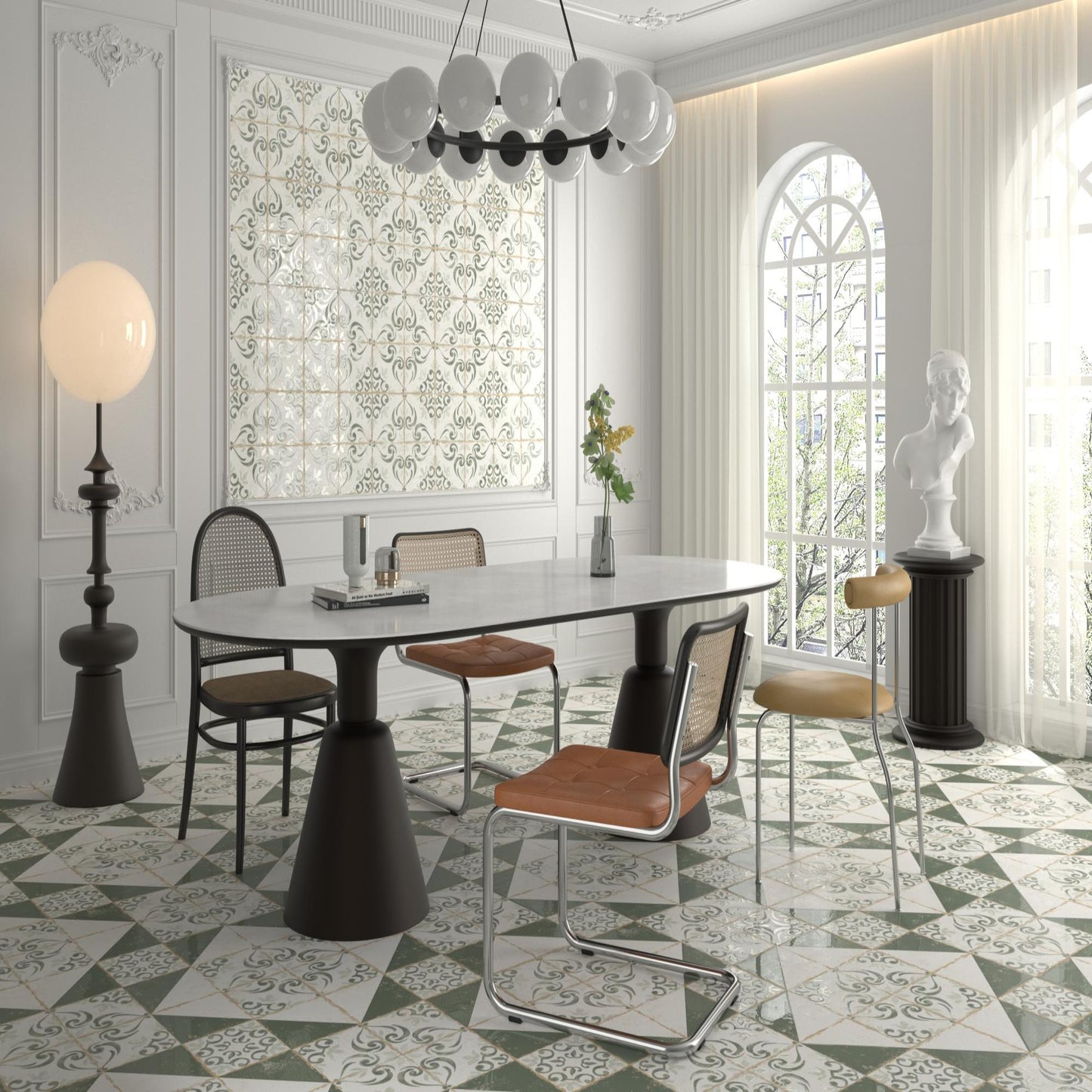 Carrelage Effet Carreau de Ciment Barraquetes Verde 20x20 cm de Dune