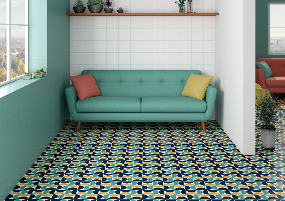 Carrelage Effet Carreau de Ciment Doria Aqua 20x20 cm de Dune