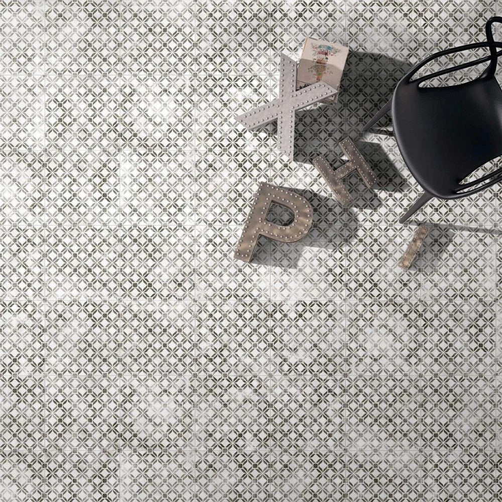 Carrelage Effet Carreau de Ciment Fresco Black 32,9 x 32,9 cm de Realonda