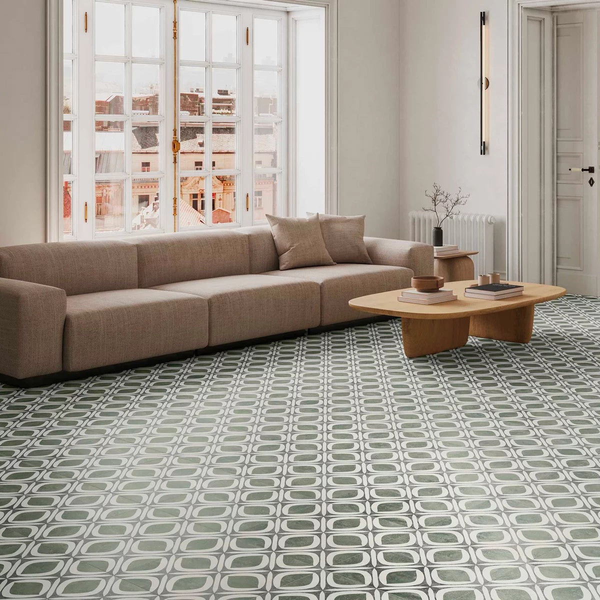Carrelage Effet carreau de ciment Galway Sage 33x33 cm de Realonda