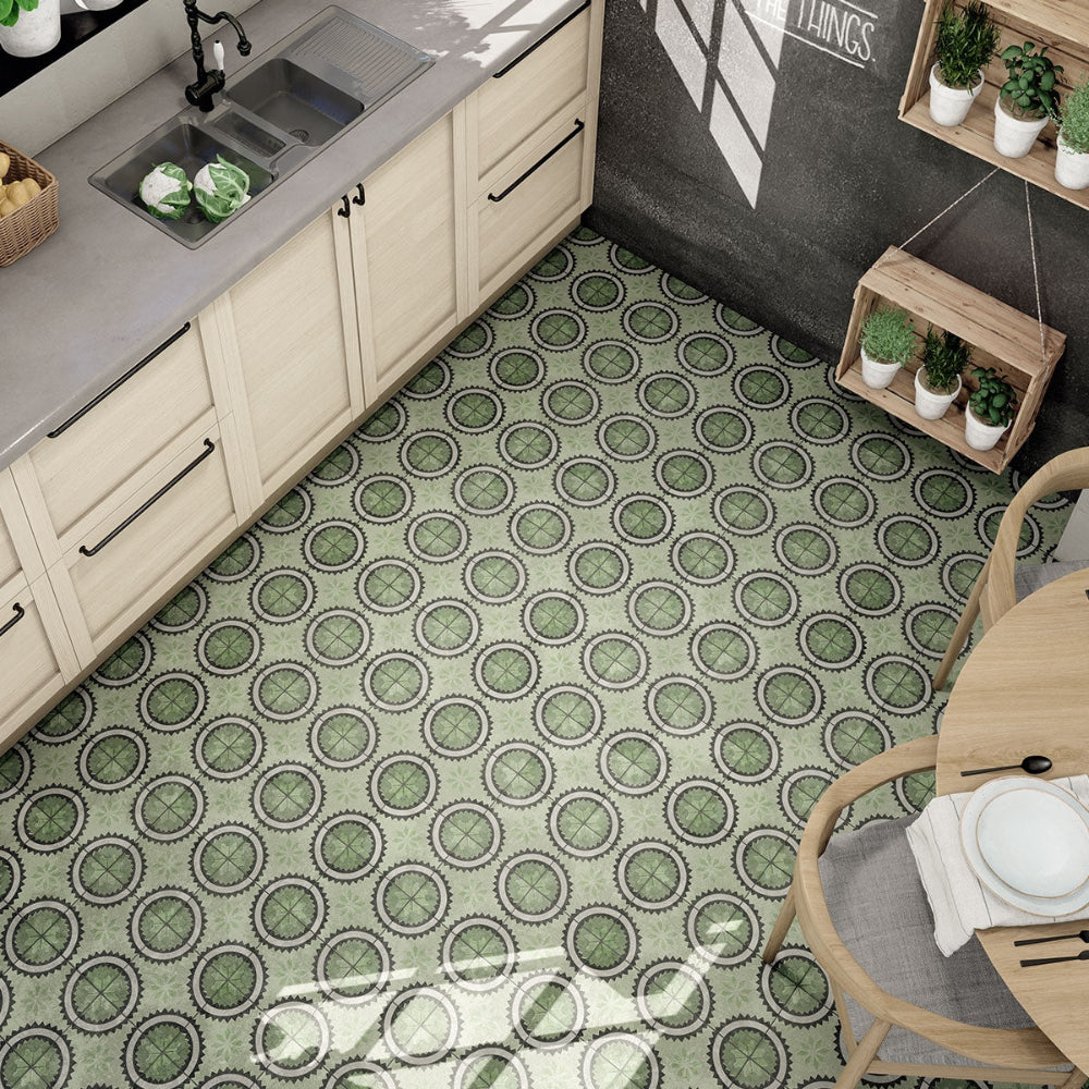 Carrelage Effet carreau de ciment Green Garden Decor Prairie 20x20 cm de Mainzu