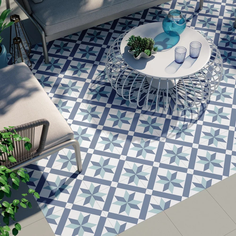 Carrelage Effet carreaux de ciment Hanoi Star Blue 33x33 cm de Realonda