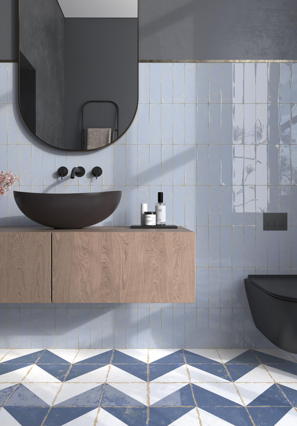 Carrelage Effet Carreau de Ciment Vieilli Cabanyal Azul 20x20 cm de Dune