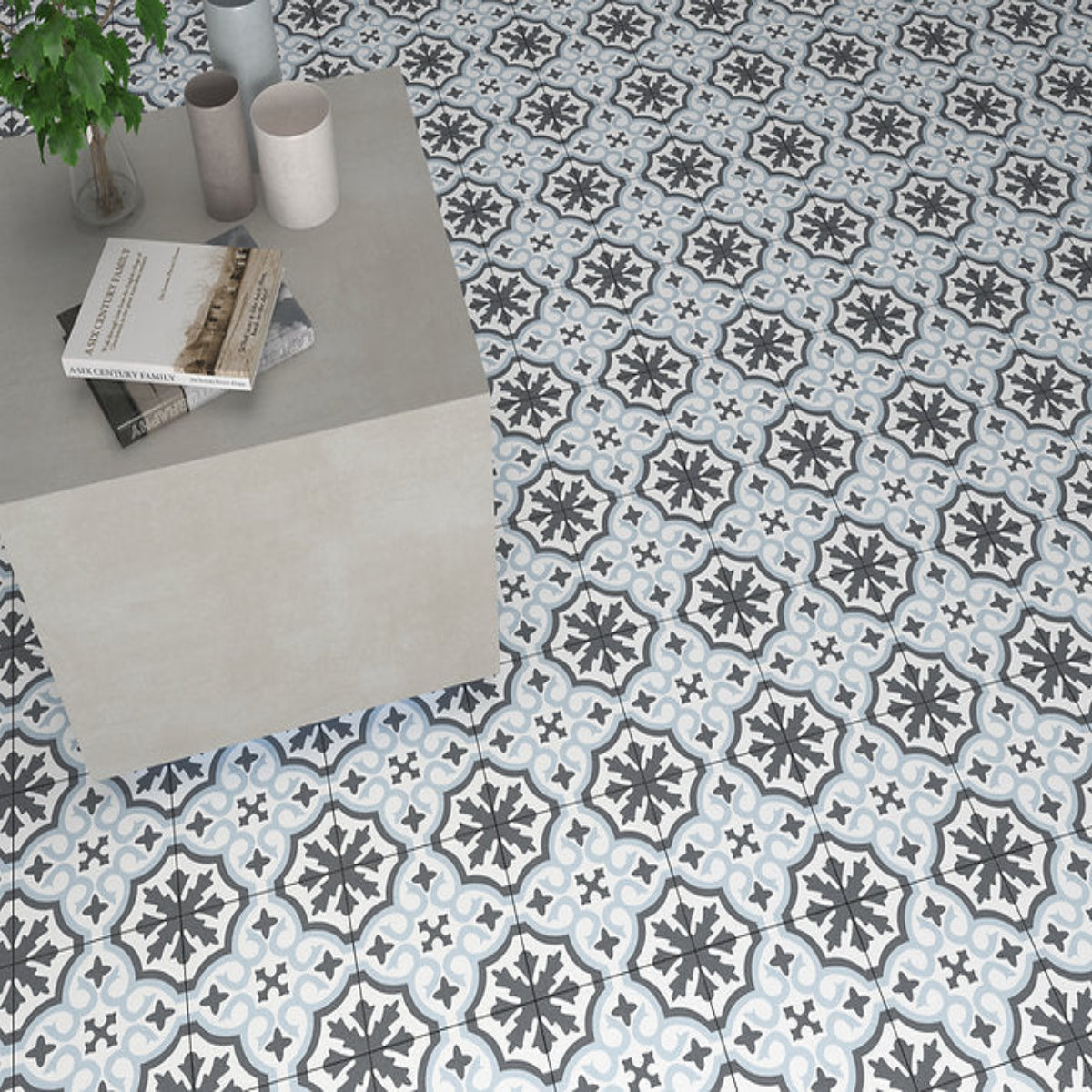 Carrelage Effet Carreau de Ciment Chelsea Sky 45x45 cm  de Ecoceramic