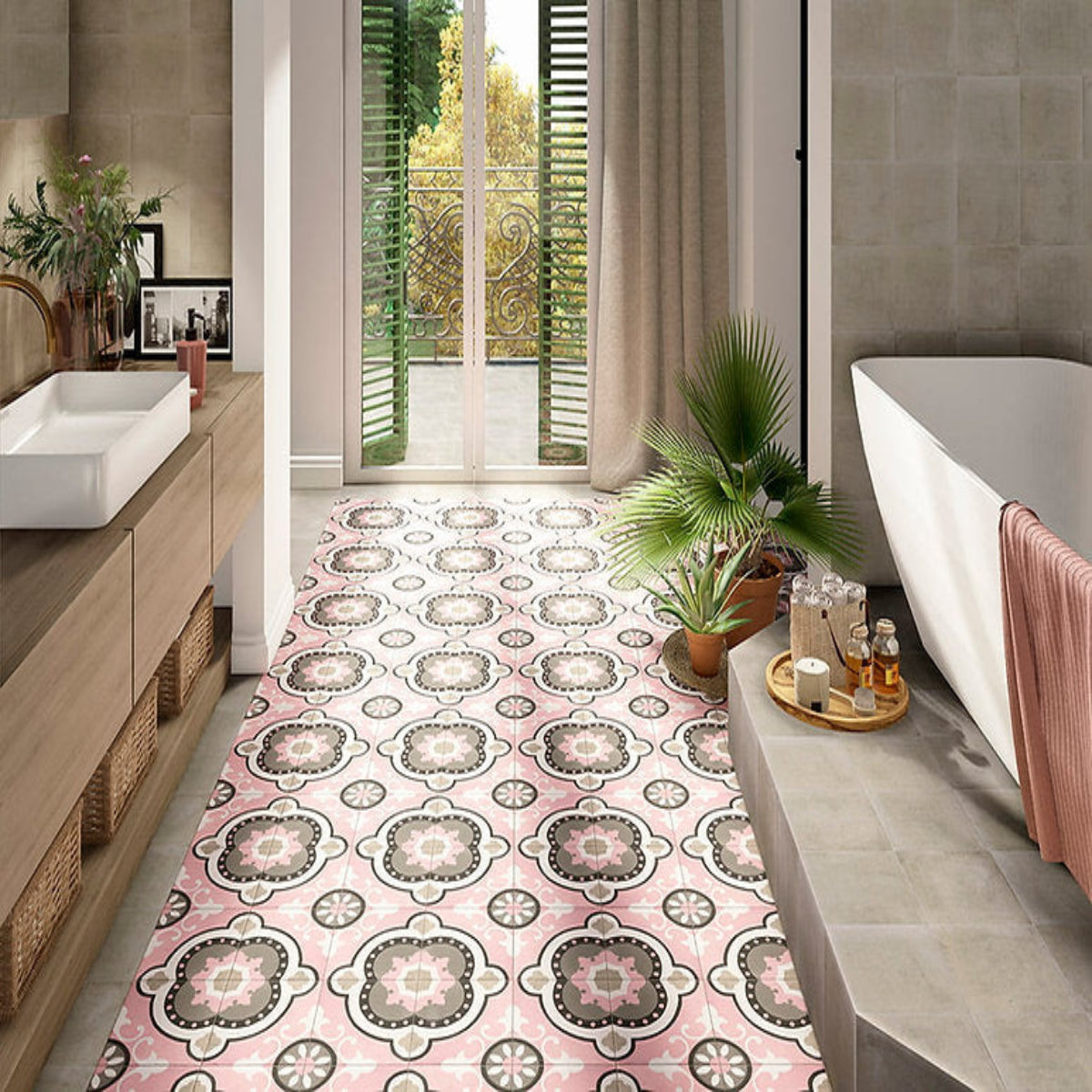 Carrelage Effet Carreau de Ciment Barcelona Rosa 20x20 cm de Mainzu