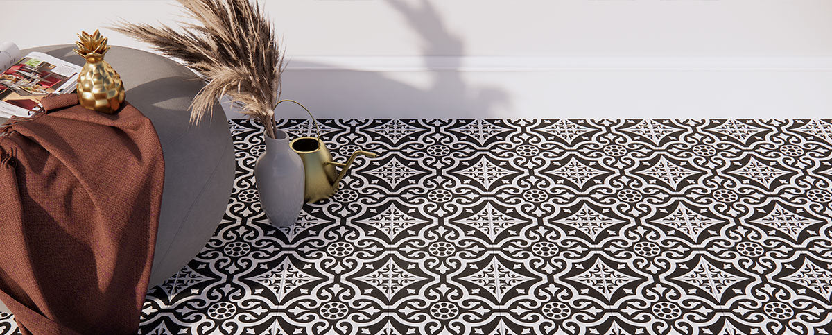 Carrelage Effet Carreau De Ciment Pre Chester Black 45x45 cm de Prissmacer