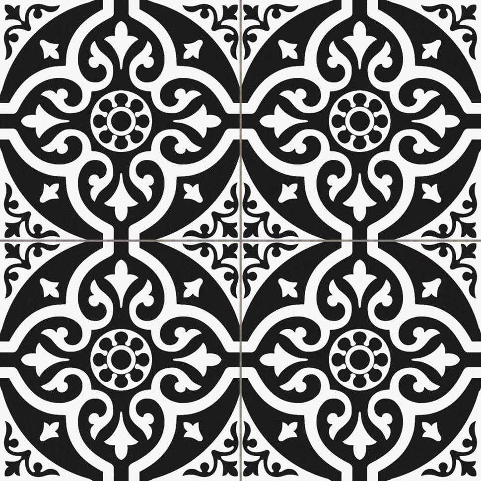 Echantillon Carrelage Effet Carreau de Ciment Pre Chester Black