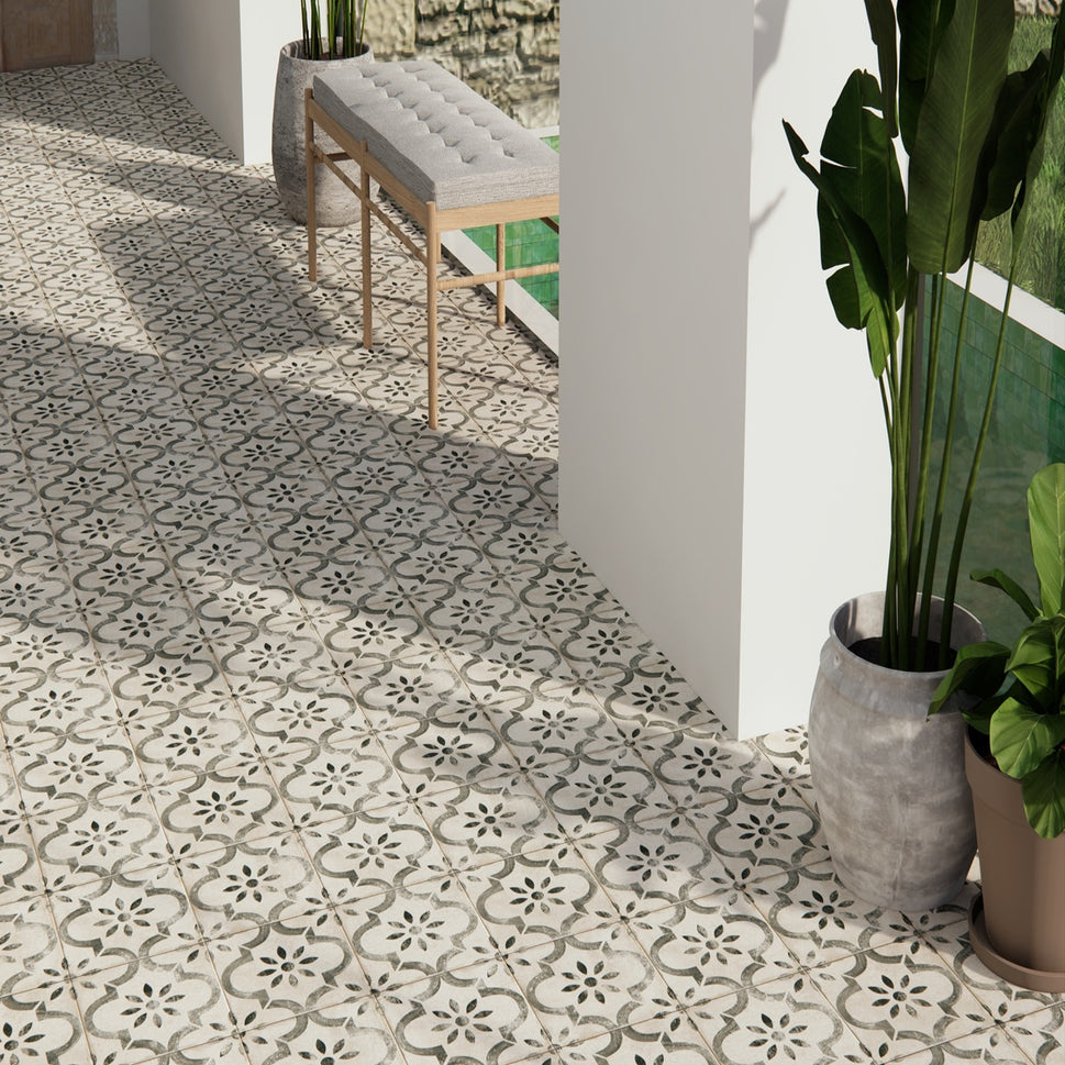 Carrelage Effet Carreau De Ciment Pre  Leeds Grey 45x45 cm de Prissmacer
