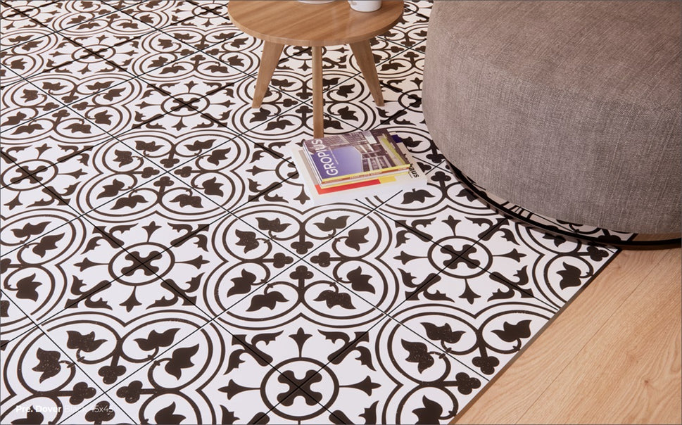 Carrelage Effet Carreau De Ciment Pre Dover Black 45x45 cm de Prissmacer