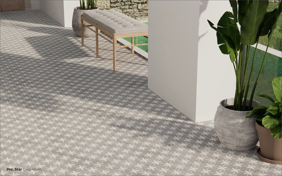 Carrelage Effet Carreau De Ciment Pre Star Grey 45x45 cm de Prissmacer