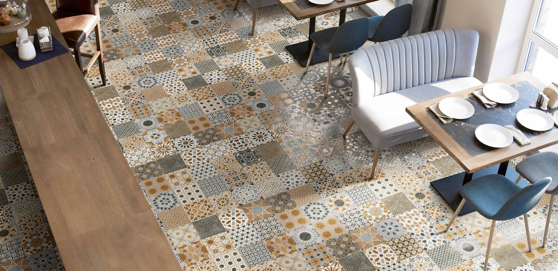 Carrelage Effet Carreaux de Ciment Marrakech Mix 44x44 cm de Realonda