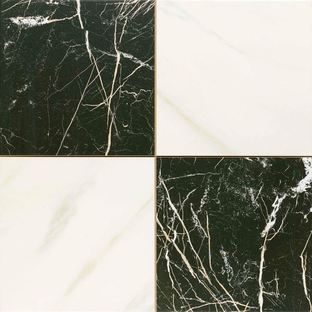 Carrelage Effet Marbre Chess Marquina Gold 44x44 cm de Realonda