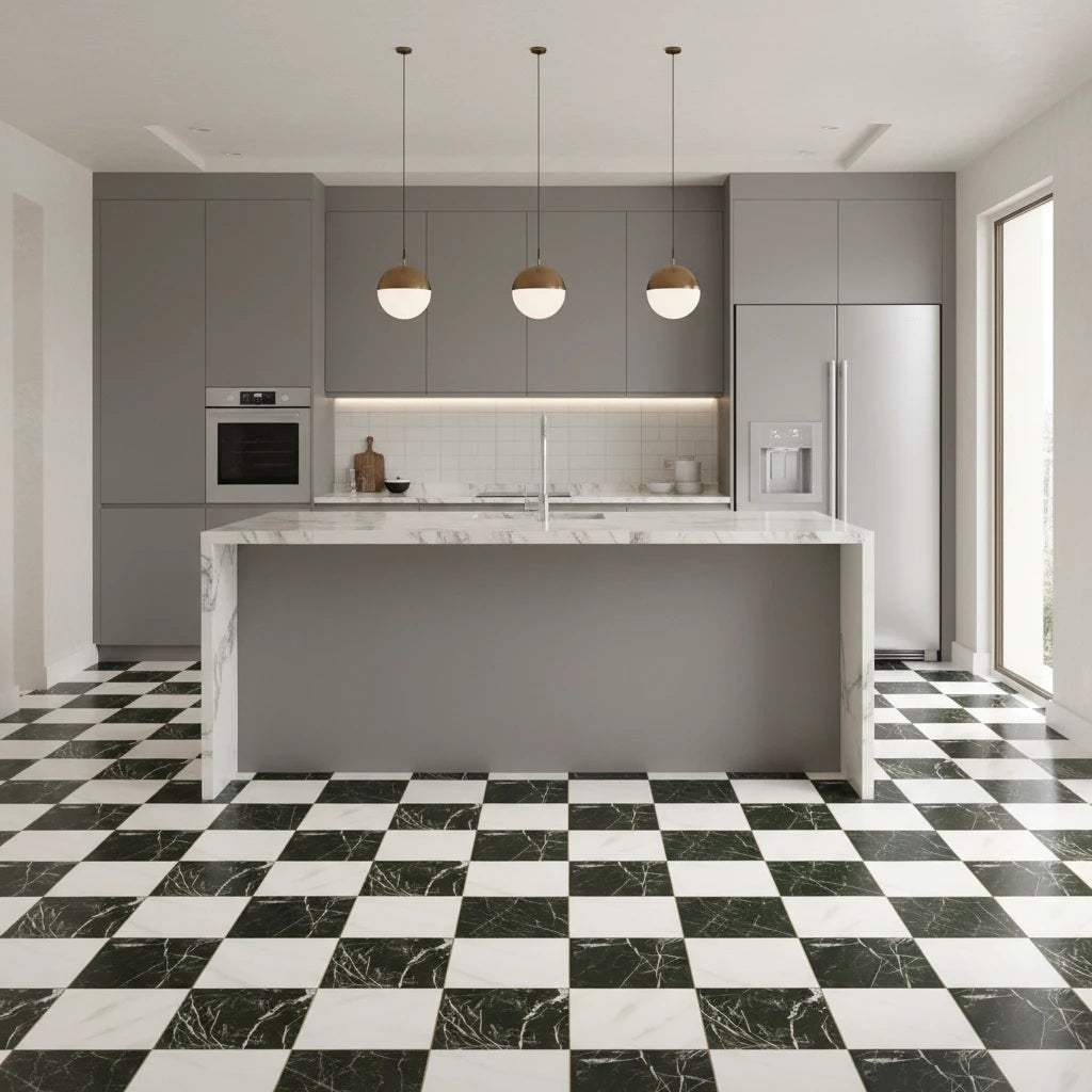 Carrelage Effet Marbre Chess Marquina Gold 44x44 cm de Realonda