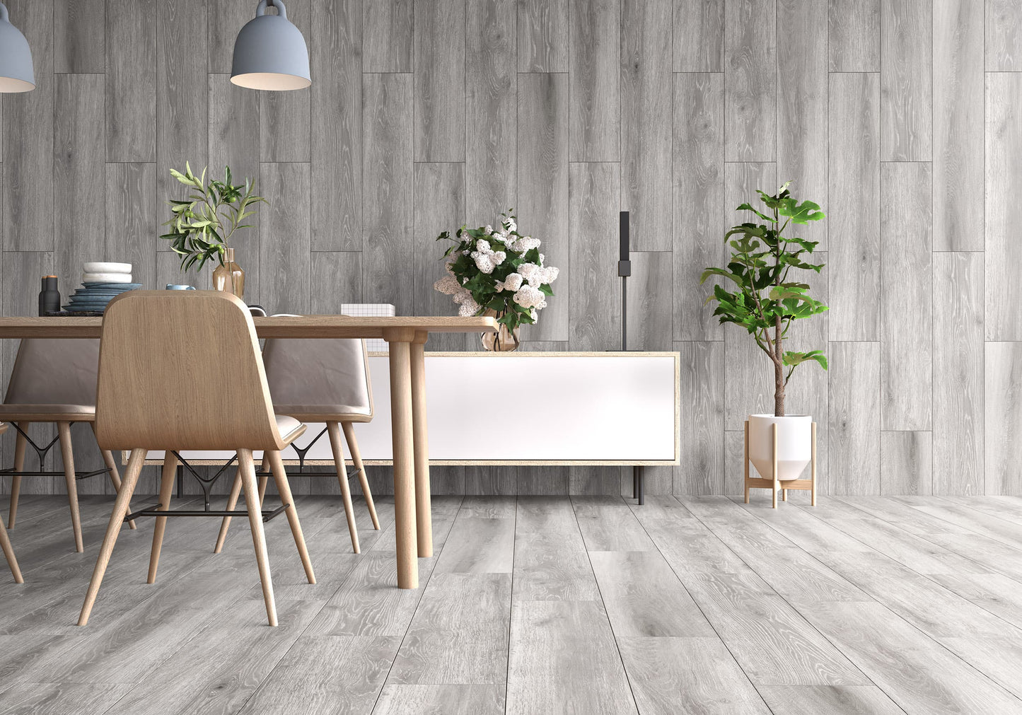 Carrelage Effet Parquet Borneo Gris 23x120 cm de Ecoceramic