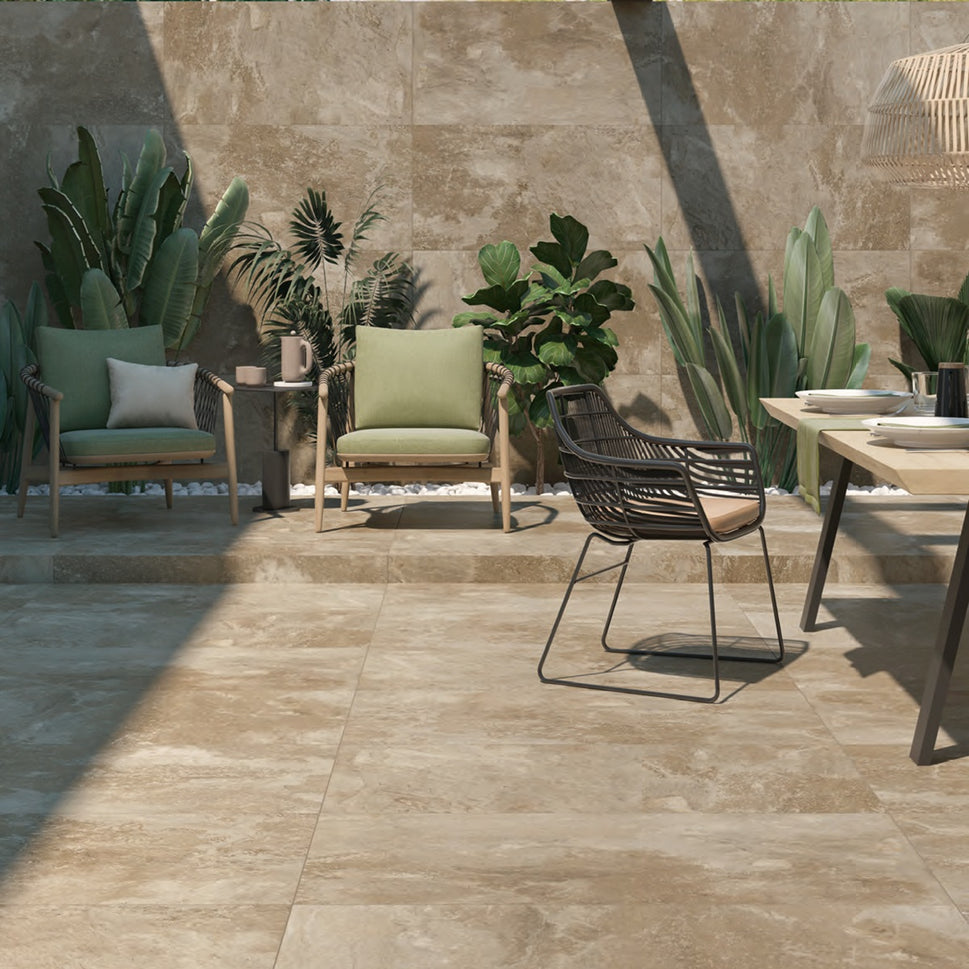 Carrelage Terrasse Effet Pierre Adz Nerva Beige 30,3x61,3 cm de Prissmacer