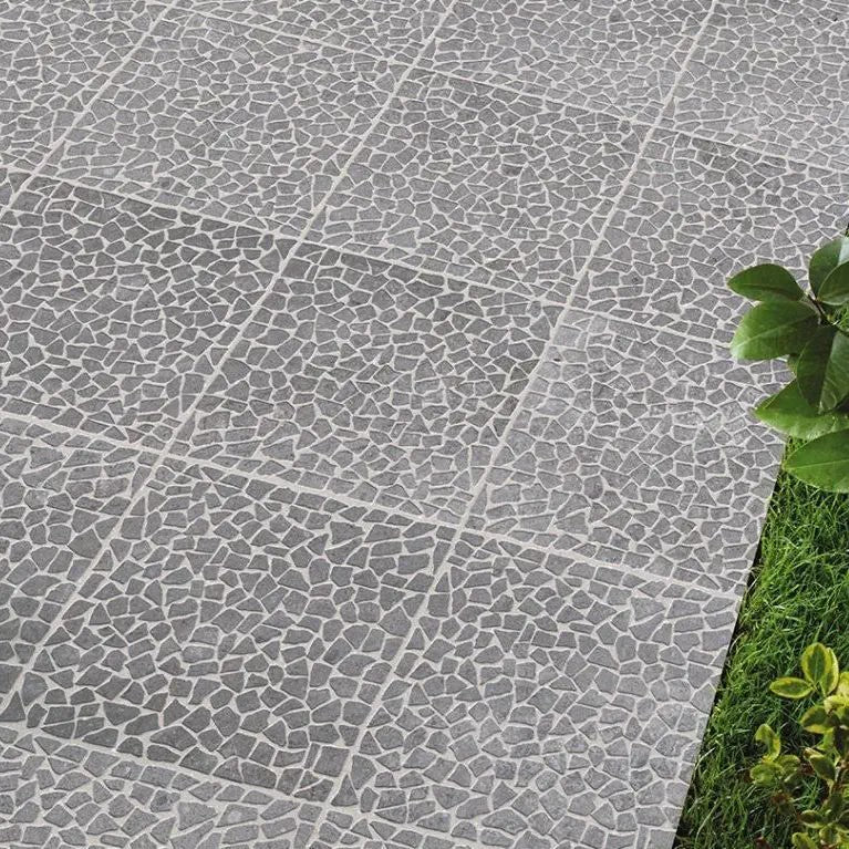 Carrelage Terrasse Effet Pierre Pave Chiado Gris 33,5 x 33,5 cm