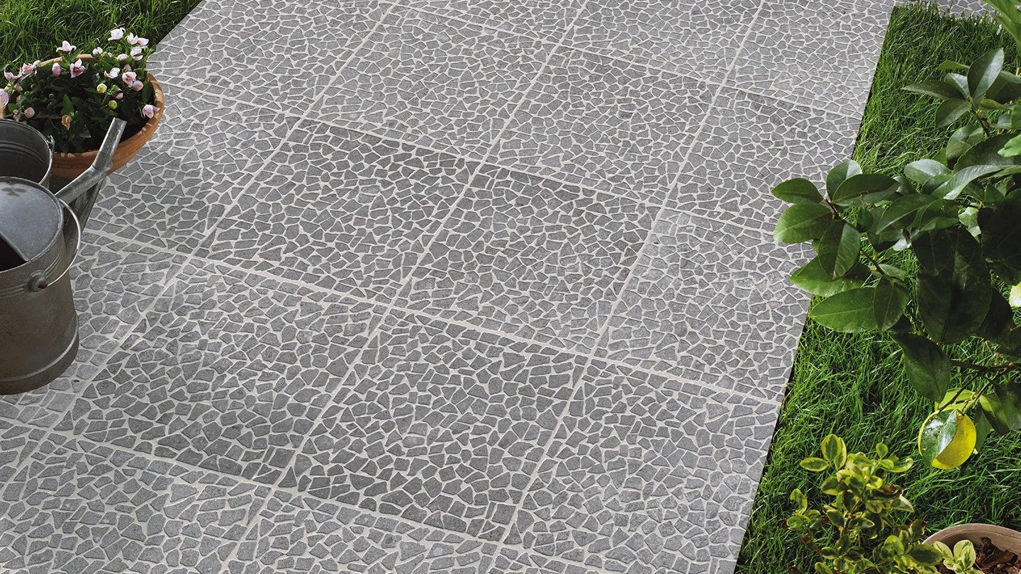 Carrelage Terrasse Effet Pierre Pave Chiado Gris 33,5 x 33,5 cm