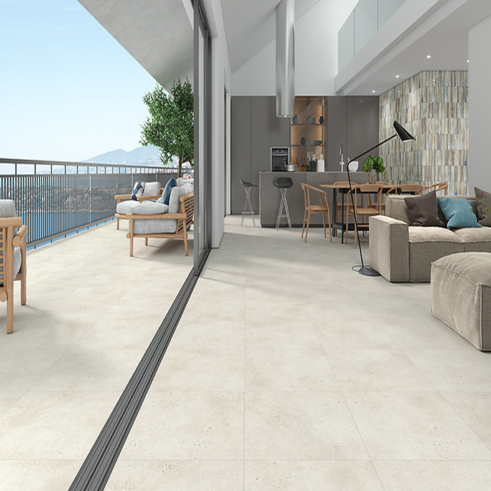 Carrelage Effet Pierre rectifie Retro Bone 60x120 cm de Cinca