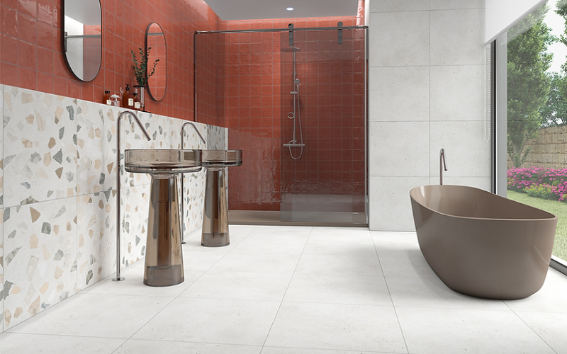 Carrelage Effet Pierre rectifie Retro Off White 60x120 cm de Cinca