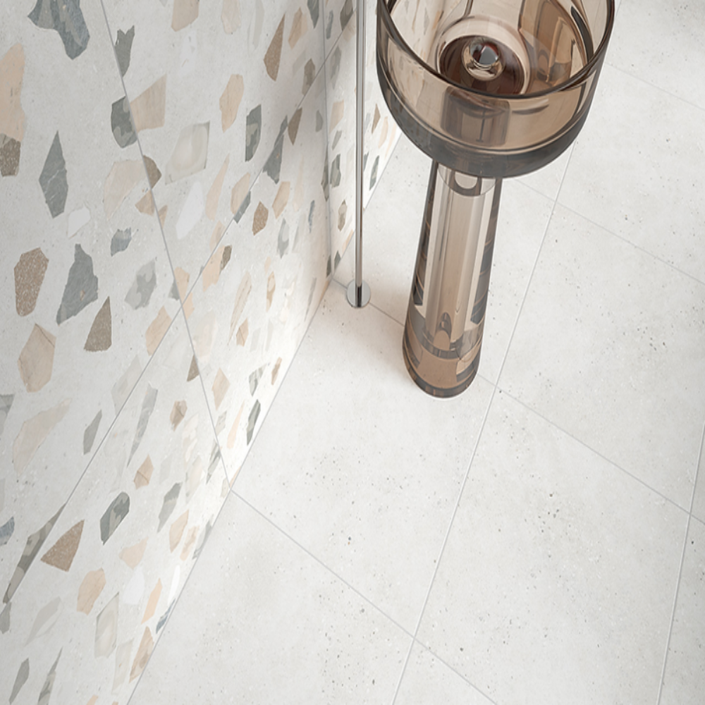 Carrelage Effet Pierre rectifie Retro Off White 60x120 cm de Cinca