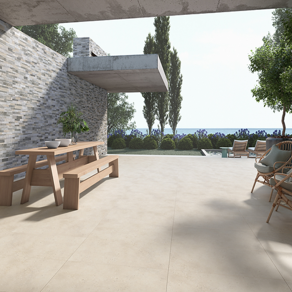 Carrelage Effet Pierre rectifie Retro Sand 60x120 cm de Cinca