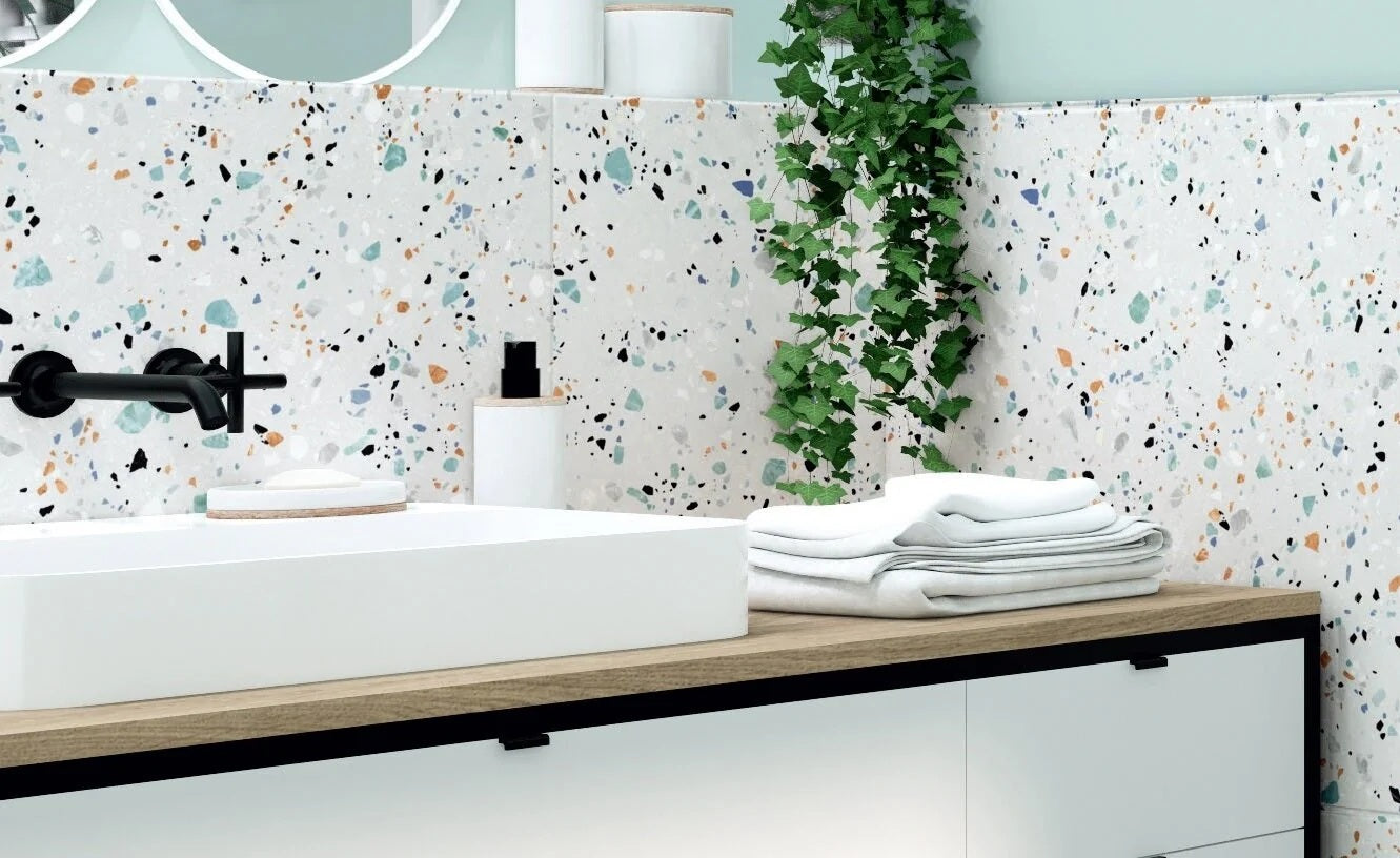 Carrelage Effet Terrazzo Rectifie Gobi Bianco 60x60 cm de Prissmacer