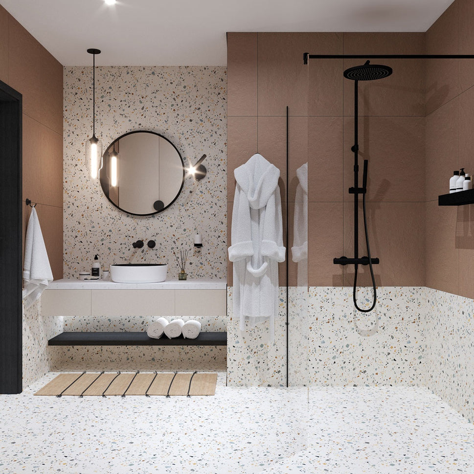 Carrelage Effet Terrazzo Rectifie Gobi Nude 60x120 cm de Prissmacer