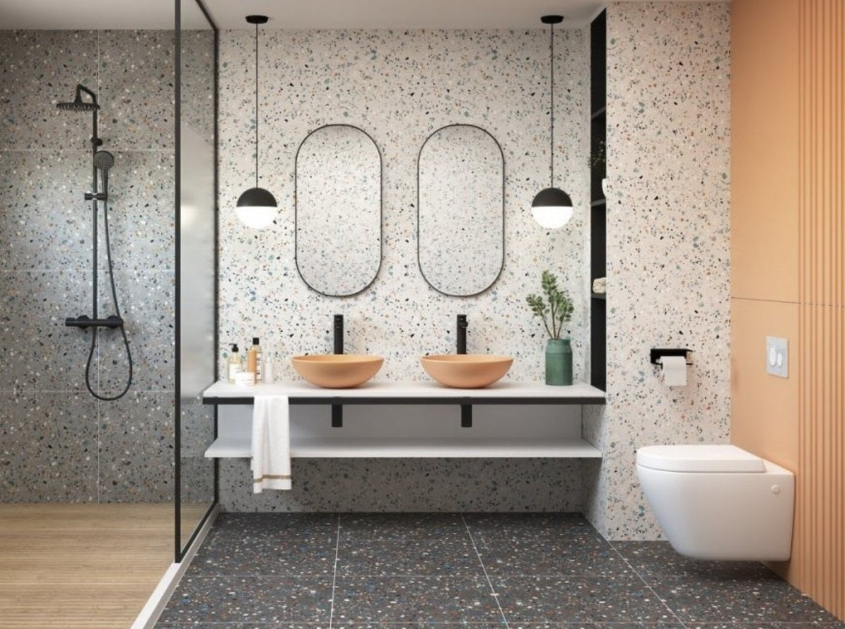 Carrelage Effet Terrazzo Rectifie Gobi Nero 60x60 cm de Prissmacer