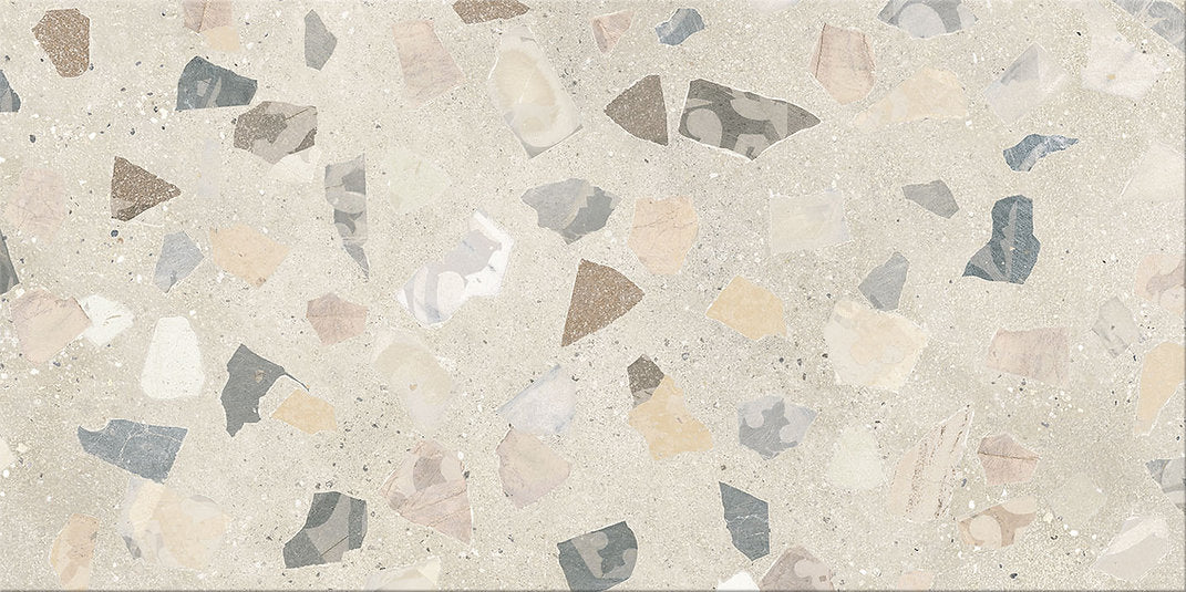 Carrelage Effet Terrazzo rectifie Retro Bone 60x120 cm de Cinca