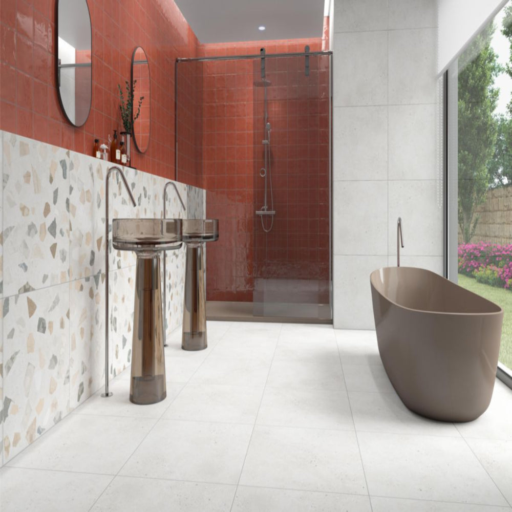 Carrelage Effet Terrazzo rectifie Retro Off White 60x60 cm de Cinca