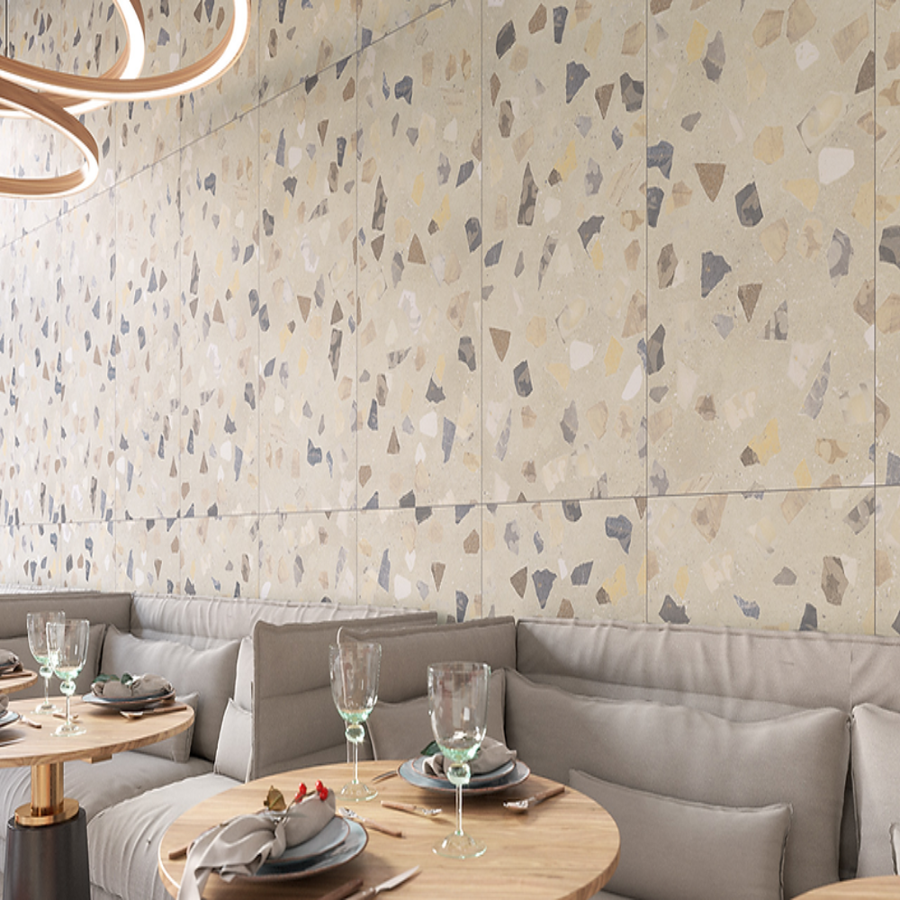 Carrelage Effet Terrazzo rectifie Retro Sand 60x60 cm de Cinca