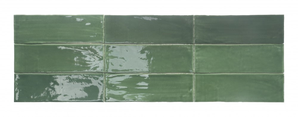 Carrelage Effet Zellige Brillant Tabarca Verde 7.5x23 cm de Dune