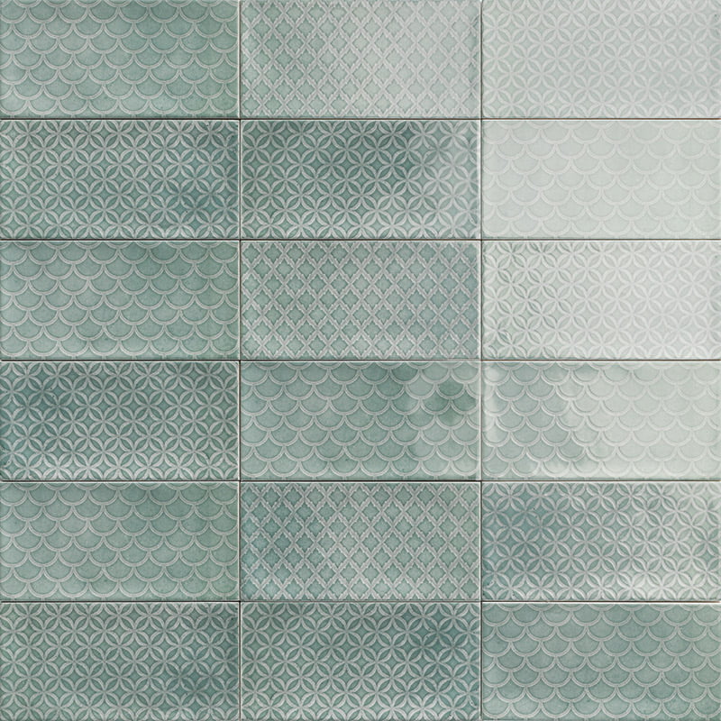 Carrelage Effet Zellige Camden Decor Emerald 10x20 cm de Mainzu