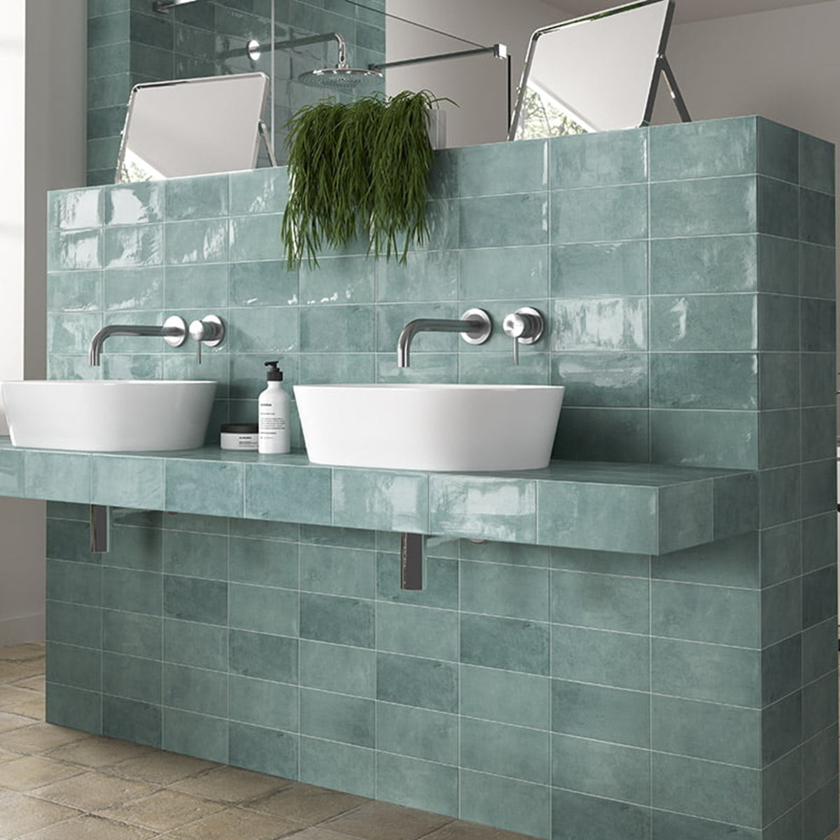 Carrelage Effet Zellige Camden Emerald 10x20 cm de Mainzu