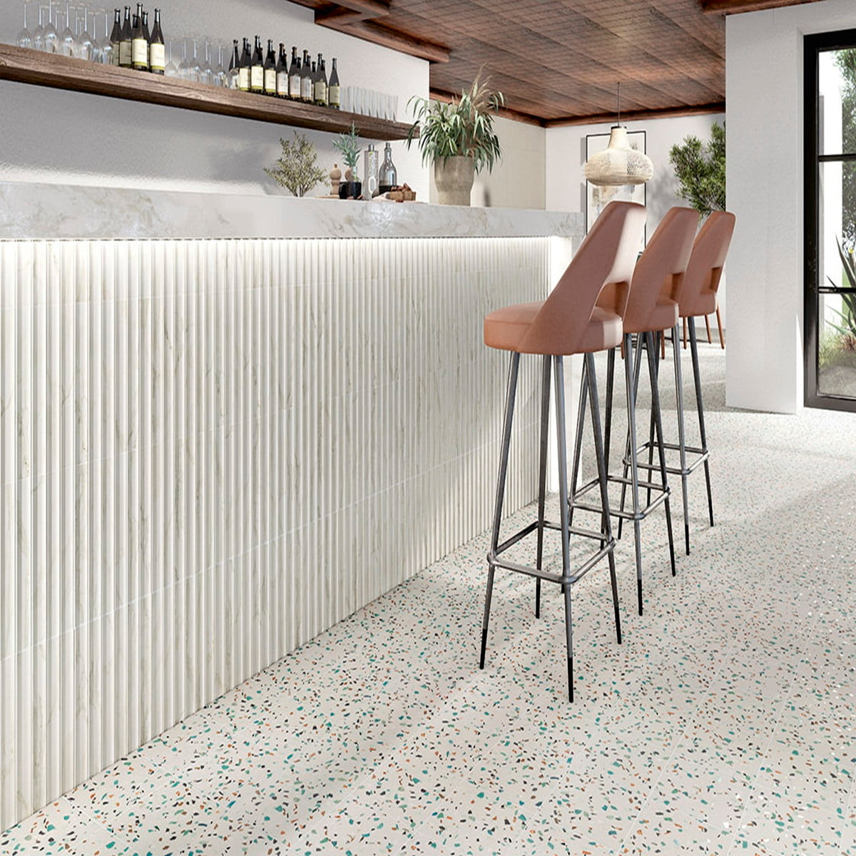 Carrelage Effet Zellige Marbre Concav White 10x30 cm de Mainzu