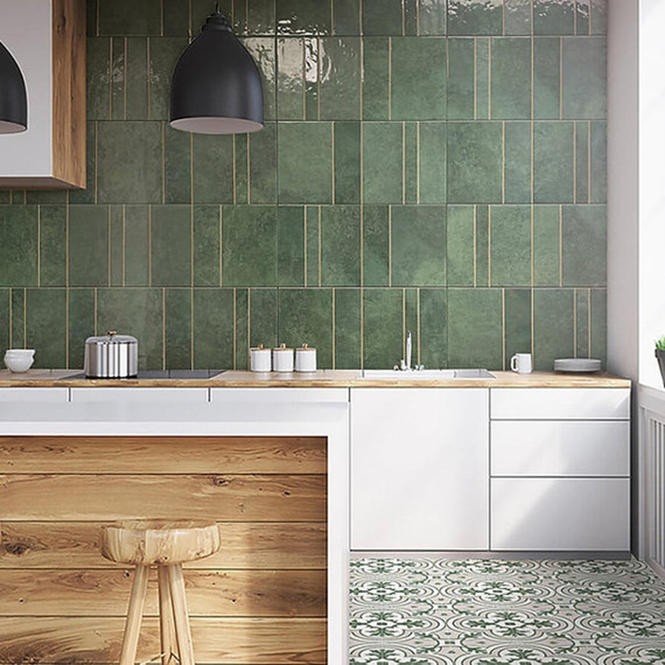 Carrelage Effet Zellige Kian Green 31,6x60 cm de Ecoceramic