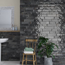 Carrelage Effet Zellige Asly Black 7,5x30 cm de Ecoceramic7.5x30 cm Boite de 0.59m²