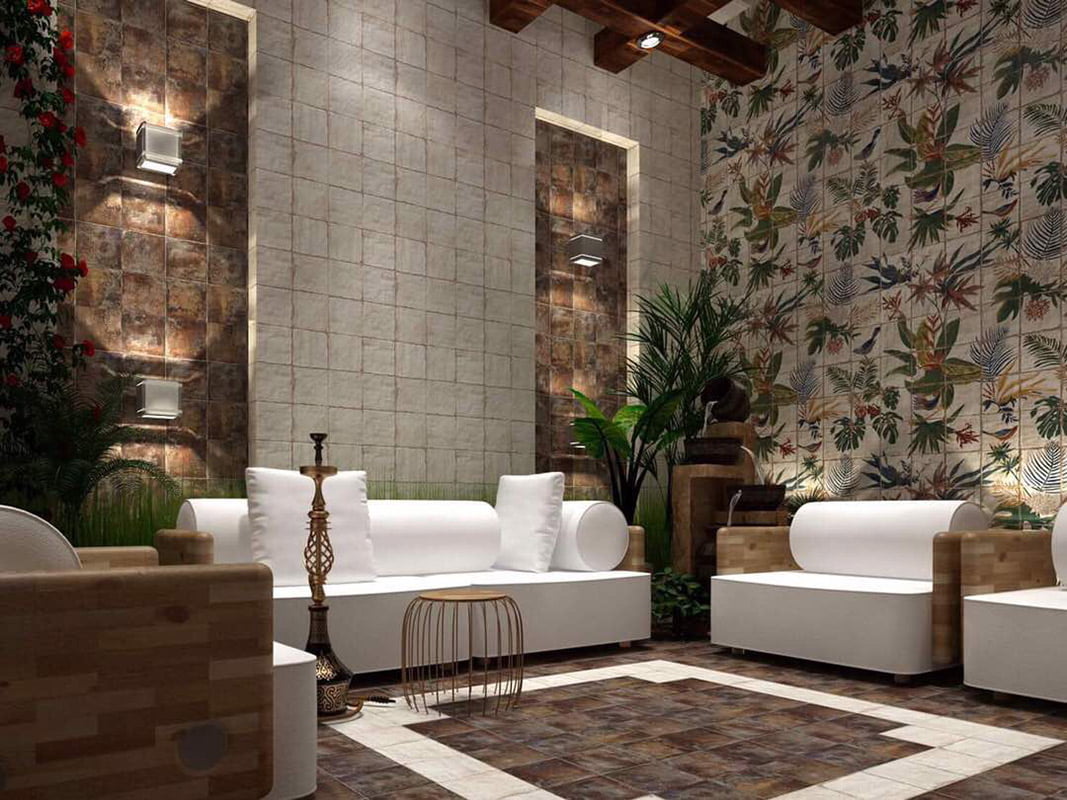 Carrelage Fresque Murale Decor Fleuri Sonata 120x120 cm de Mainzu