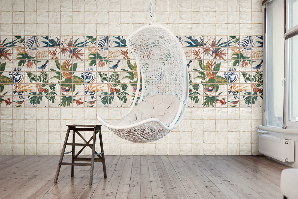 Carrelage Fresque Murale Decor Fleuri Sonata 120x120 cm de Mainzu