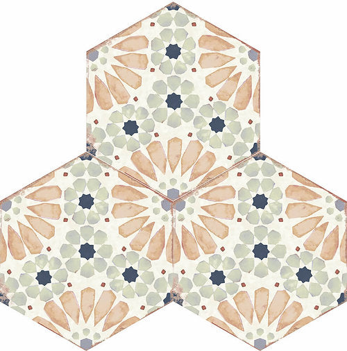 Carrelage Hexagonal Effet Carreau Ciment Bohemia Hanna 21x25 cm de Nanda Tiles