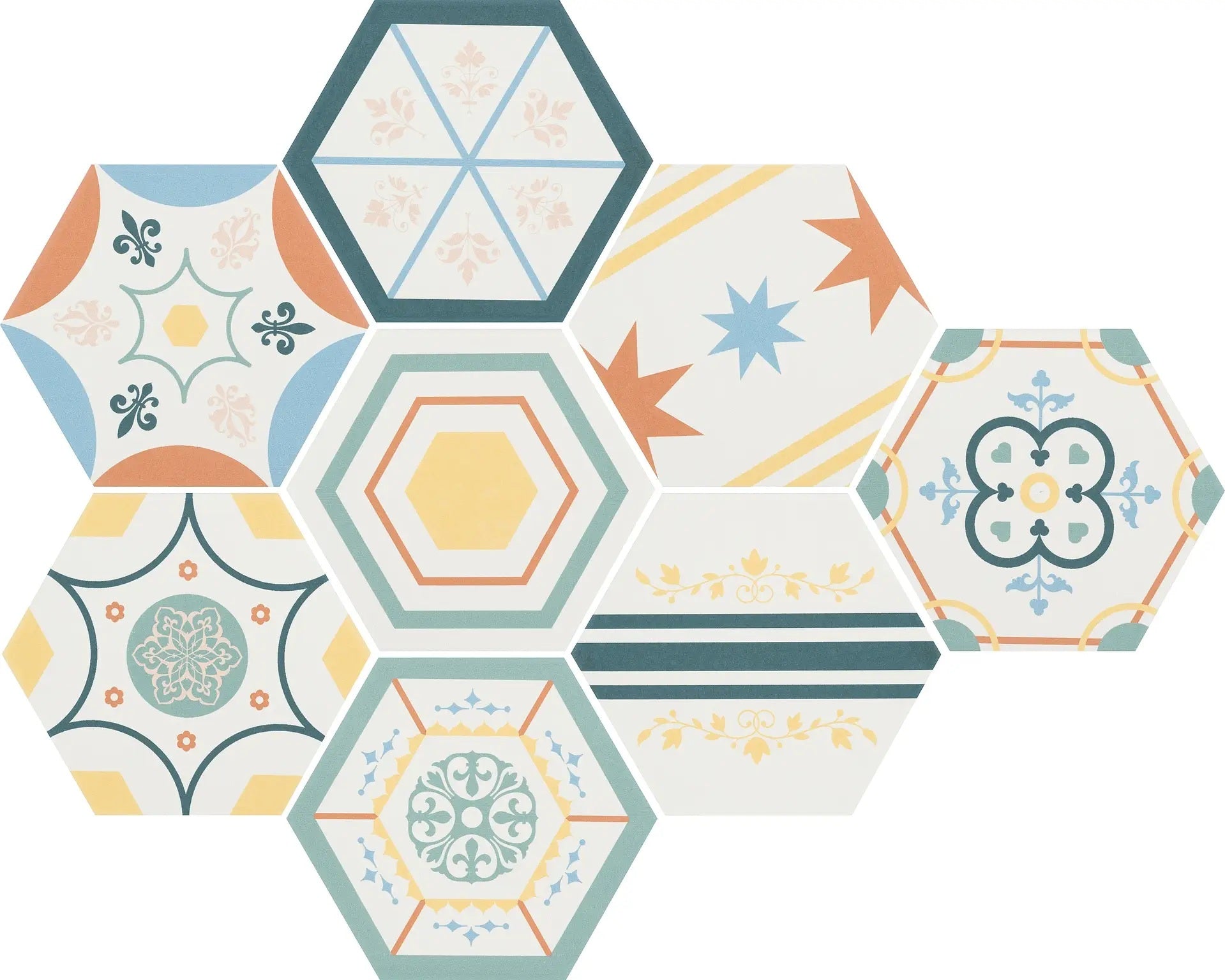 Carrelage Hexagonal Boom Mix Dec 14x16 cm de Cevica