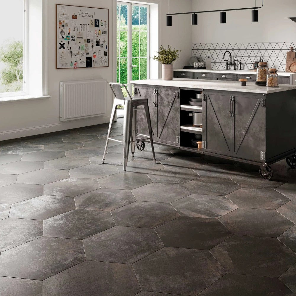 Carrelage Hexagonal Vessel Black 56x48,5 cm de Realonda