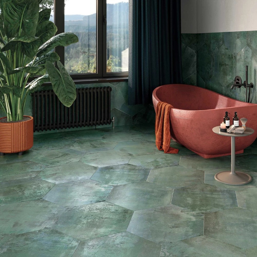 Carrelage Hexagonal Vessel Teal 56x48,5 cm de Realonda