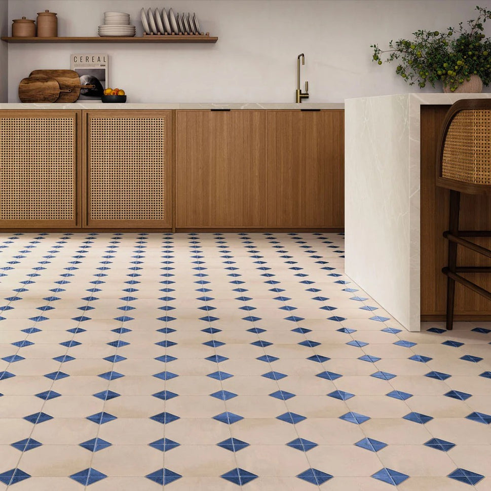 Carrelage Imitation Cabochon Dover Sand Cobalt 33x33 cm de Realonda