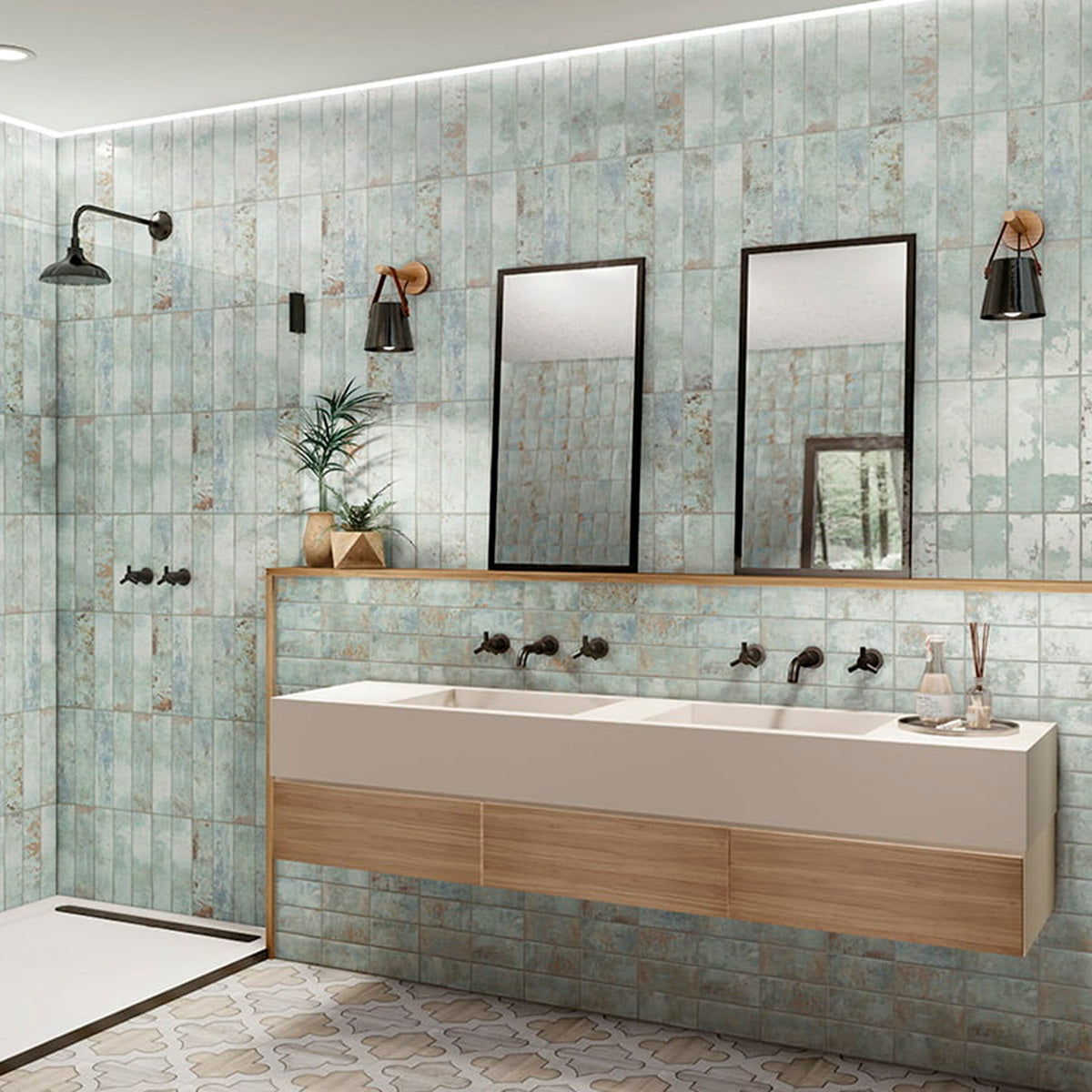 Faience Murale Effet Zellige Bayonne Blu 7,5x30 cm de Mainzu