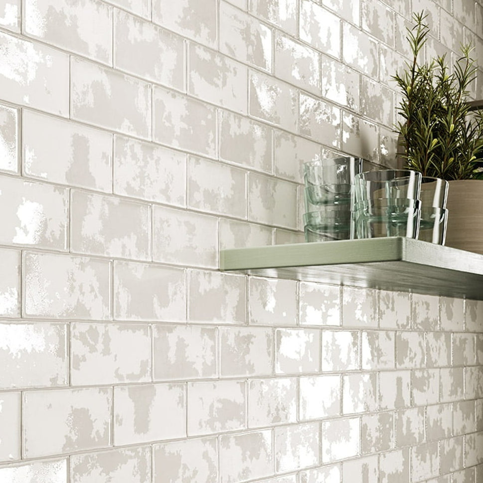 Faience Murale Effet Zellige Biarritz Blanco 7,5x15 cm de Mainzu